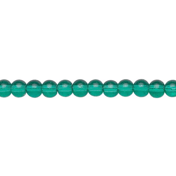 Bead, glass, malachite green, 4mm round. Sold per 36-inch strand. image number 0