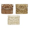 Pouch 1pkg3 silver-finished steel and rayon brocade, multicolored, 4.75x4-inch floral pattern. image number 0