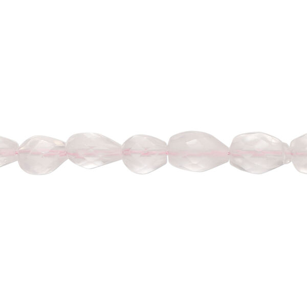 Rose quartz 1pkg1, hand-cut faceted teardrop bead natural, 13 inch 6x5mm-13x6mm light image number 0