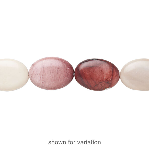 Moukaite jasper 1pkg1, flat oval bead natural 15.5-16 inch 18x13mm image number 2