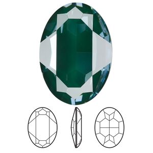 Fancy stone 1pk crystal pine green ignite LacquerPRO, Crystal Passions® 30x22mm oval 4127