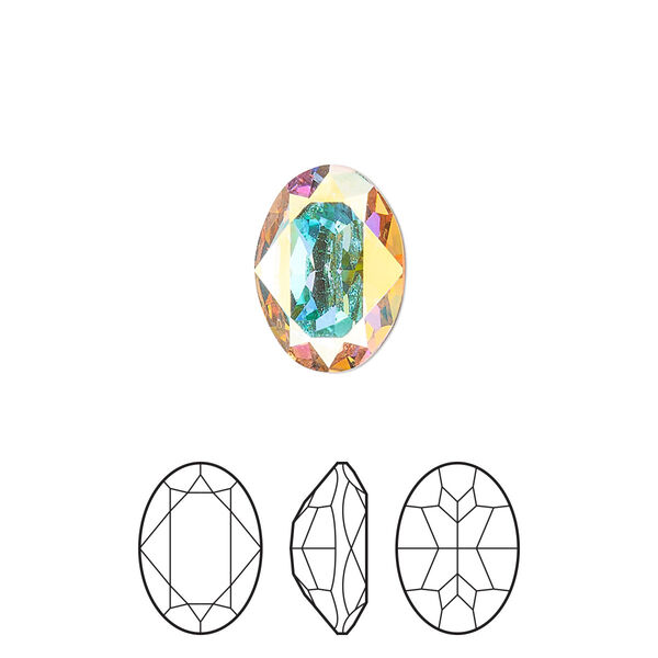 Fancy stone 144pk crystal AB foil back, Preciosa MAXIMA Czech crystal rhinestone 14x10mm oval image number 0