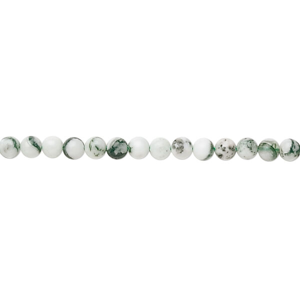 Bead, tree agate (natural), 3mm round, B grade, Mohs hardness 6-1/2 to 7. Sold per 15-1/2" to 16" strand. image number 0