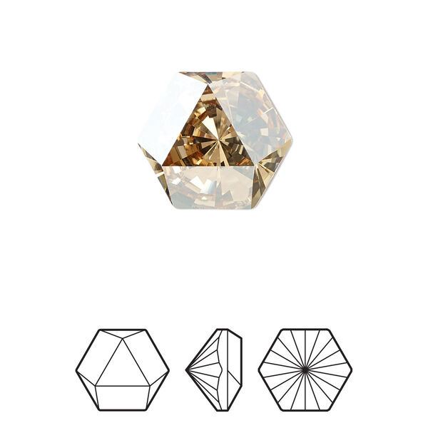 Fancy stone 1pk crystal golden shadow foil back, Crystal Passions® 16x14mm prismatic hexagon 4699 image number 0