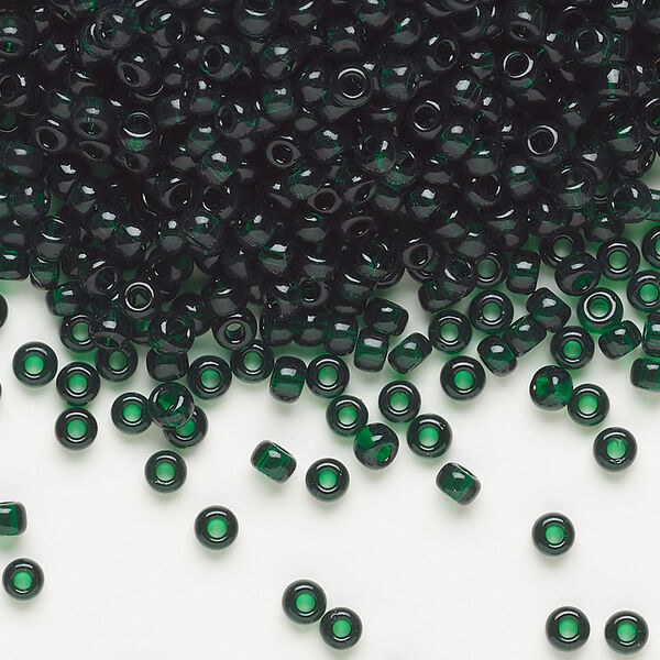 Seed bead, Miyuki, glass, pkg/50g, #8 rocaille, transparent emerald green (RR-156). image number 0
