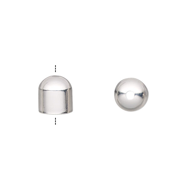 Cord end, silver-plated brass, 8x8mm with 7mm inside diameter. Sold per pkg of 10. image number 0