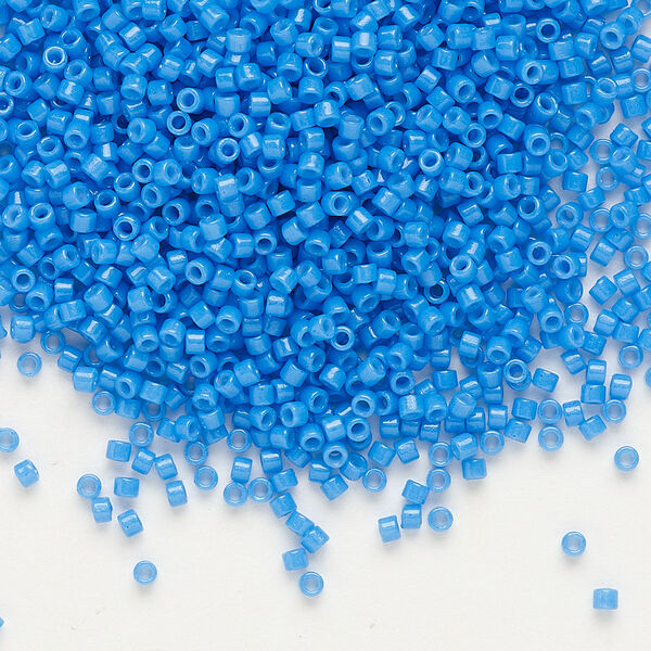 Seed bead, Delica®, glass, pkg/7.5g, #11 round, Duracoat® opaque outside dyed azure blue (DB-2134). image number 0