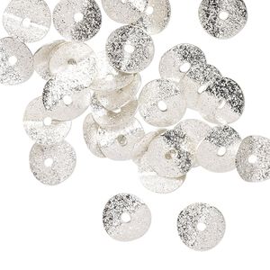 Bead, silver-plated brass, 8x2mm textured wavy rondelle. Sold per pkg of 30.