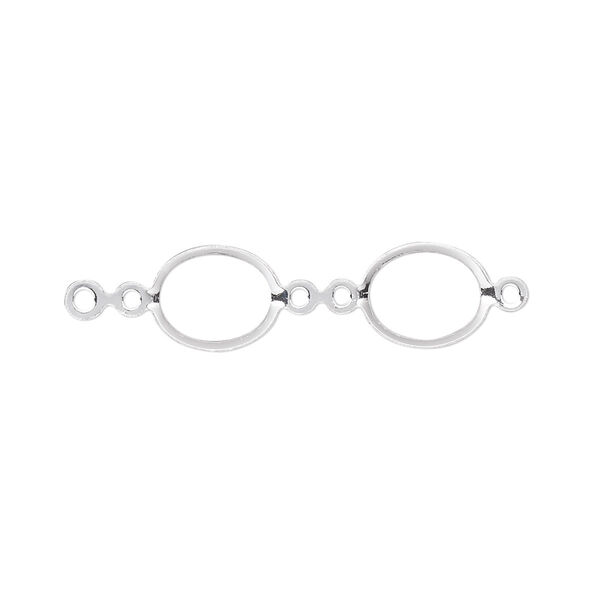 Link, sterling silver, 9x7mm oval fold-over bezel setting. Sold per pkg of 4. image number 0
