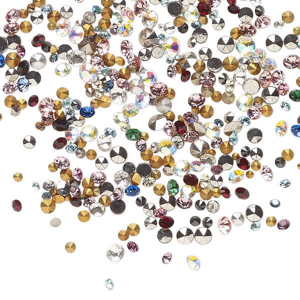 Chaton mix 2g pk mixed colors foil back, vintage Preciosa Czech crystal rhinestone round PP6-PP19 image number 0