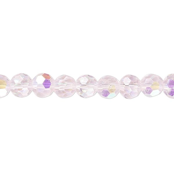 Bead 1pk 32 facets translucent pink AB, Celestial Crystal® 6mm round 15.5-16 inch image number 0