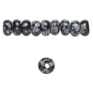 Snowflake obsidian 1pkg10, rondelle bead natural 8x5mm