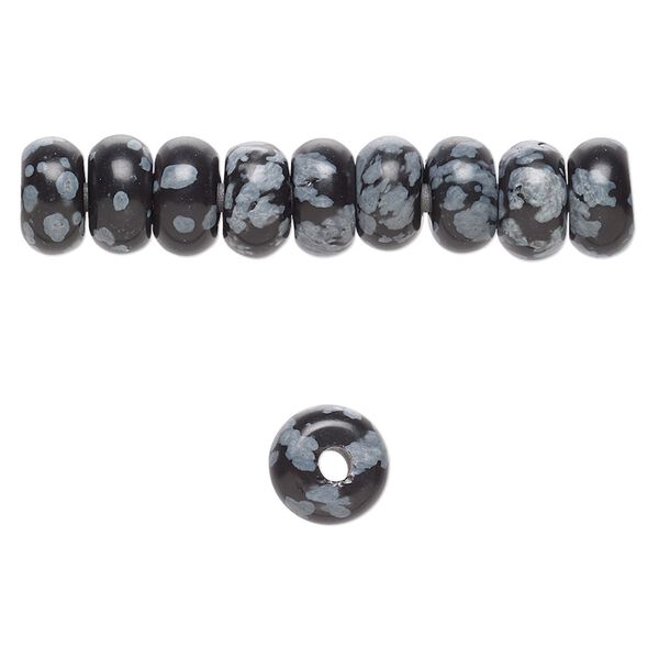 Snowflake obsidian 1pkg10, rondelle bead natural 8x5mm image number 0