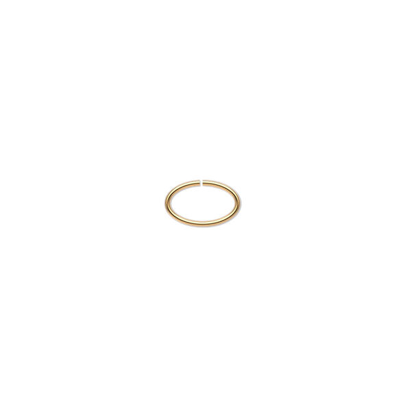 Jump ring, gold-plated brass, 8x5mm oval, 6.9x3.9mm inside diameter, 22 gauge. Sold per pkg of 100. image number 0