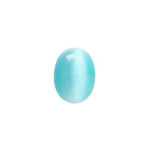 Cabochon, cat's eye glass (fiber optic glass), turquoise blue, 8x6mm calibrated oval, quality grade. Sold per pkg of 10.