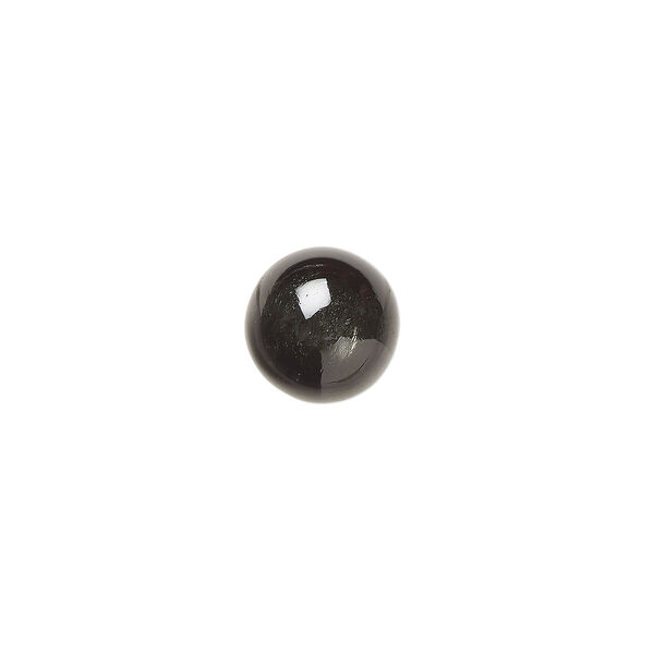 Cabochon, black star diopside (natural), 9mm non-calibrated round, C grade, Mohs hardness 5-1/2 to 6. Sold individually. image number 0
