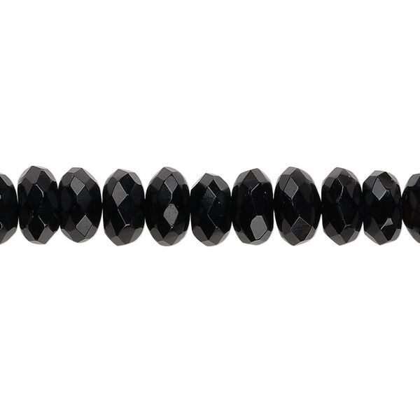 Black onyx 1pkg1, faceted rondelle bead 15.5-16 inch 8x5mm image number 0