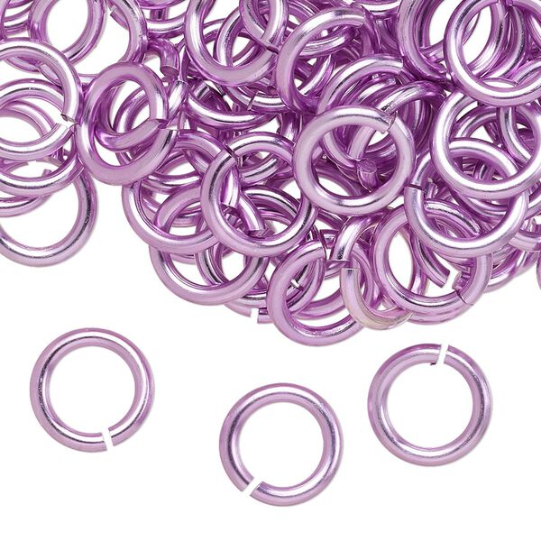 Jump ring, anodized aluminum, light purple, 10mm round, 6.8mm inside diameter, 14 gauge. Sold per pkg of 100. image number 0