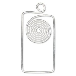 Focal, Hill Tribes, silver-plated brass, 2-1/2 x 1-1/2 inch rectangle with cutout and spiral design. Sold individually.