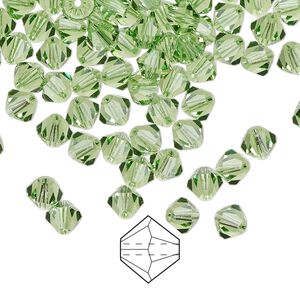 Bead 576pk peridot, Preciosa Czech crystal 5mm bicone