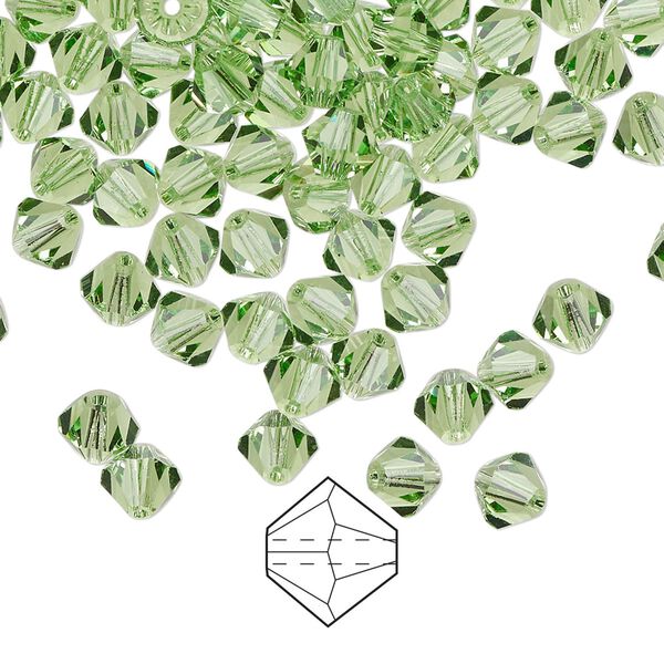 Bead 576pk peridot, Preciosa Czech crystal 5mm bicone image number 0