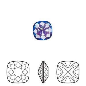 Fancy stone 1pk crystal ultra purple AB, Crystal Passions® 10mm cushion 4470