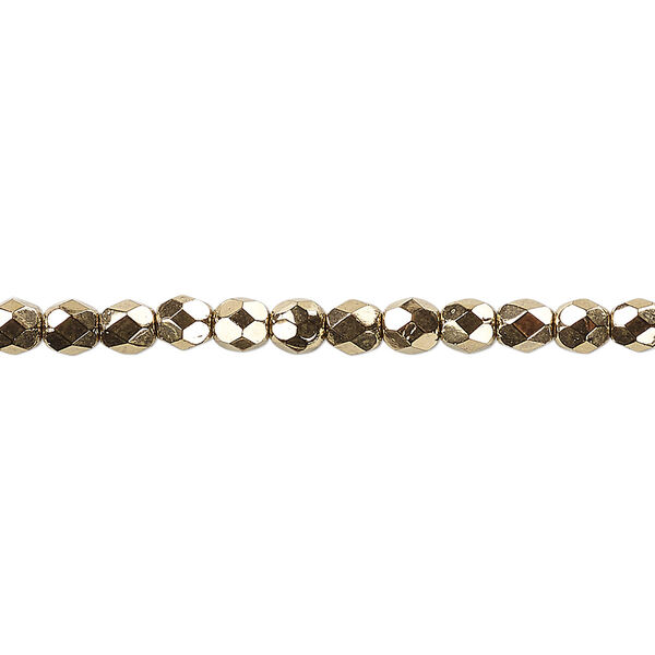Bead, Czech fire-polished glass, light bronze, 4mm faceted round. Sold per pkg of 1,200 (1 mass). image number 0