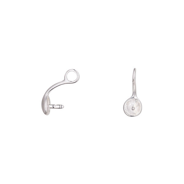 Cup, silver-plated brass, 4mm cup with 3mm peg, fits 10mm half-drilled bead. Sold per pkg of 10. image number 0