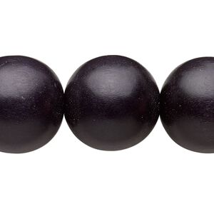 Bead, Taiwanese cheesewood (dyed / waxed), black, 19-20mm round. Sold per 15-1/2" to 16" strand.