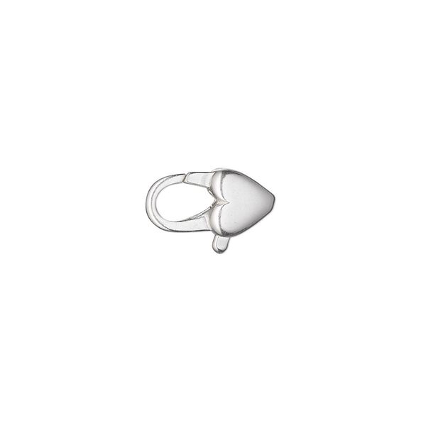 Clasp, lobster claw, sterling silver, 13x7mm heart. Sold individually. image number 0