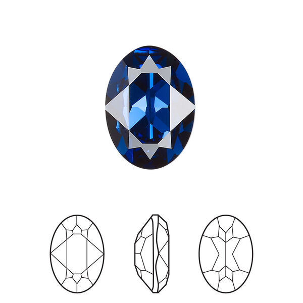 Fancy stone 48pk dark sapphire foil back, Swarovski® ReCreated™ 18x13mm oval 4120 image number 0