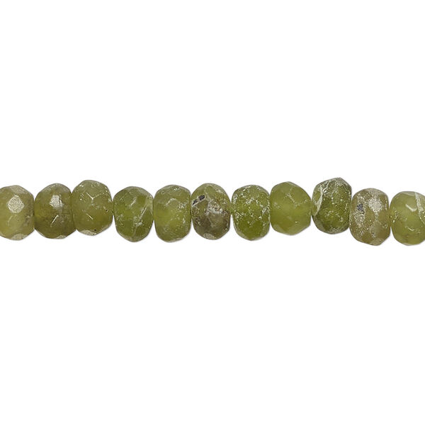 Bead, vesuvianite (natural), 5x3mm-6x5mm hand-cut faceted rondelle, C grade, Mohs hardness 6-1/2. Sold per 14-inch strand, approximately 85 beads. image number 0