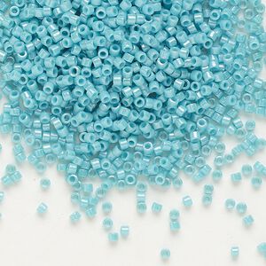 Seed bead, Delica®, glass, pkg/50g, #11 round, opaque glazed luster turquoise green (DB-0217).