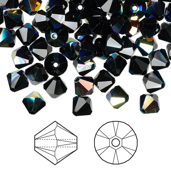 Bead 360pk jet AB, Swarovski® 6mm XILION bicone 5328 image number 0