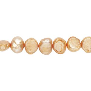 Pearl, cultured freshwater (dyed), chili pepper, 6-8mm flat-sided potato with 0.4-0.6mm hole, D grade, Mohs hardness 2-1/2 to 4. Sold per 15-inch strand.