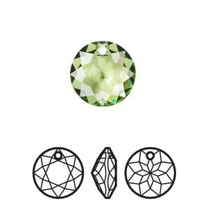 Drop 1pk peridot, Crystal Passions® 14mm pendant classic cut 6430