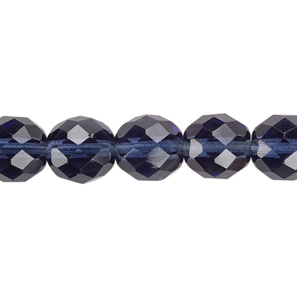 Bead, Czech fire-polished glass, Montana blue, 10mm faceted round. Sold per 15-1/2" to 16" strand, approximately 40 beads. image number 0