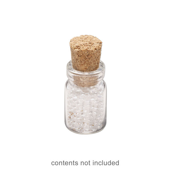 Component, glass and cork, clear, 18x11mm bottle with cork top and 6.5mm opening. Sold per pkg of 100. image number 0