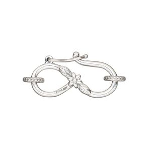 Clasp S-hook 1pkg1 sterling silver, 25x13mm double-sided / safety latch / 6mm 15 gauge closed jump ring, antiqued 1-strand