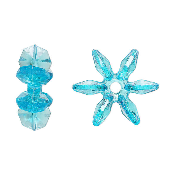 Bead, acrylic, transparent teal, 18x7mm paddle wheel. Sold per pkg of 250. image number 0
