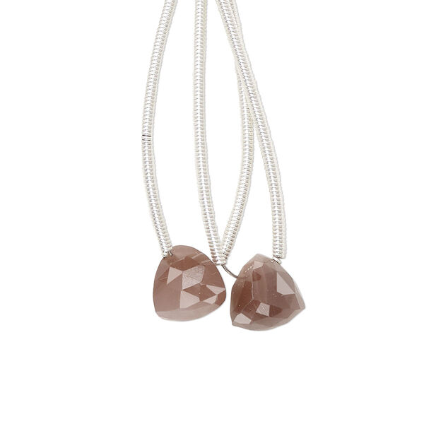 Bead, coffee moonstone (natural), 8mm top-drilled hand-cut faceted trillion, B grade, Mohs hardness 6 to 6-1/2. Sold per pkg of 2. image number 0