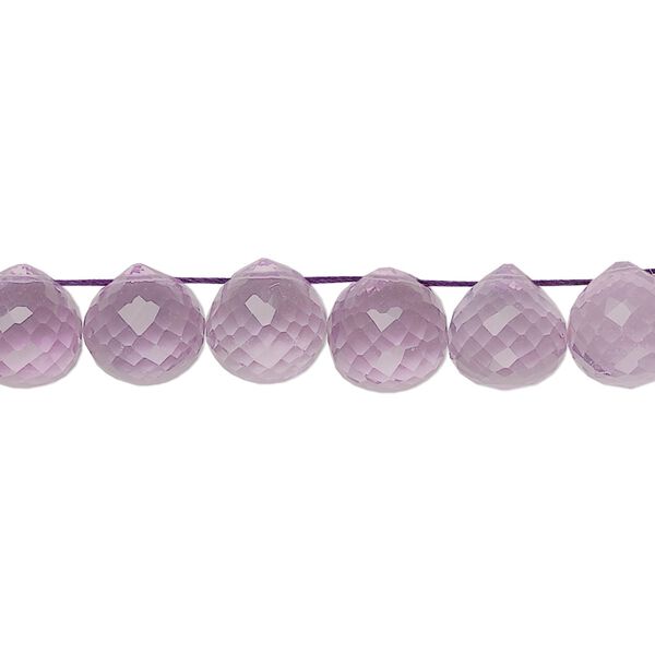 Amethyst 1pkg10, hand-cut top-drilled faceted teardrop bead natural 8x7mm-9x9mm image number 0