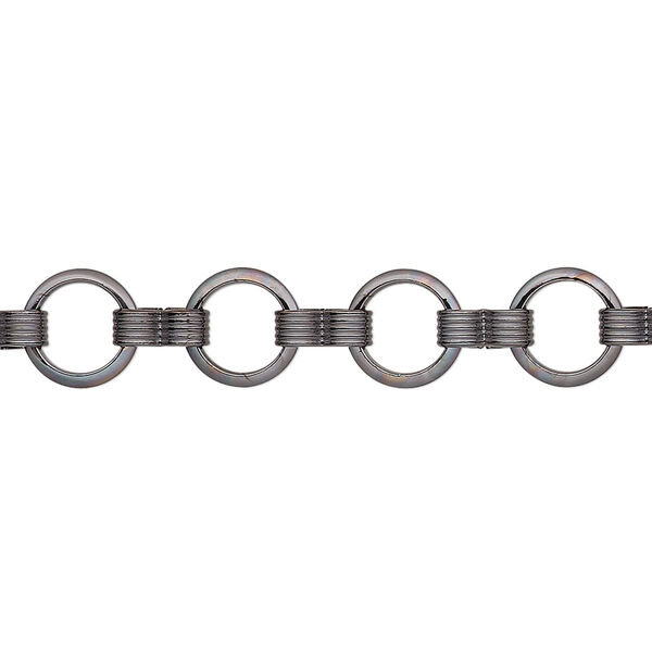 Chain, gunmetal-plated brass, 8mm round. Sold per pkg of 5 feet. image number 0