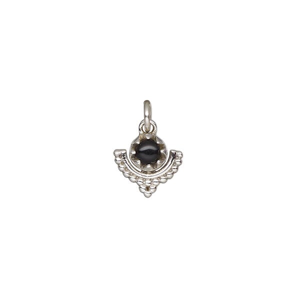 Black onyx / sterling silver 1pkg1, antiqued beaded drop 10x10mm image number 1