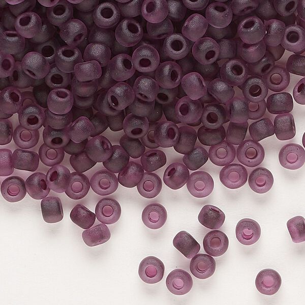 Seed bead, Dyna-Mites™, glass, translucent matte inside color dark mauve, #6 round. Sold per 40-gram pkg. image number 0