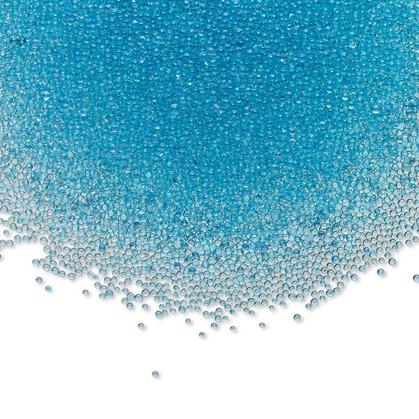 Bead glass 1pk 1mm undrilled micro round, dyed translucent aqua blue 15 gram image number 0