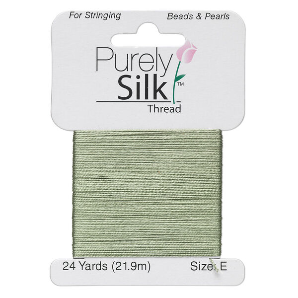 Thread, Purely Silk™, dark green, size E. Sold per 24-yard card. image number 0