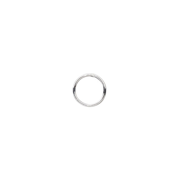 Jump ring, sterling silver, 8mm soldered round, 7mm inside diameter, 22 gauge. Sold per pkg of 20. image number 0