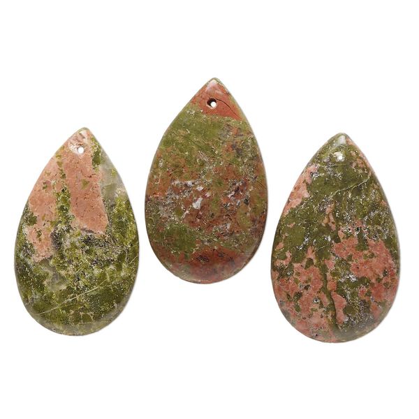 Unakite 1pkg3, teardrop focal natural 25x16mm-30x19mm image number 0