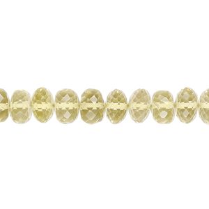 Lemon quartz 1pkg1, hand-cut micro-faceted rondelle bead 8 inch 7x4mm-8x5mm